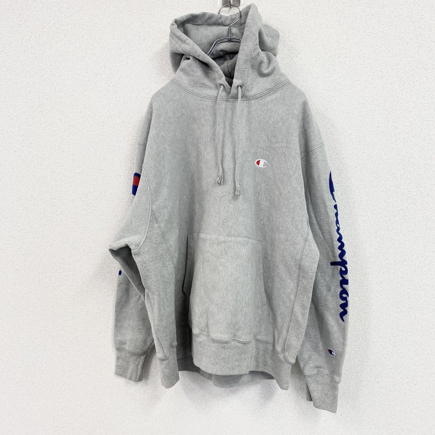 Champion　チャンピオン　リバースウィーブ　スウェットパーカー/フーディー　デカロゴ　霜降りグレー　XLサイズ
