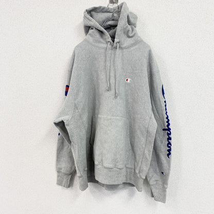 Champion　チャンピオン　リバースウィーブ　スウェットパーカー/フーディー　デカロゴ　霜降りグレー　XLサイズ