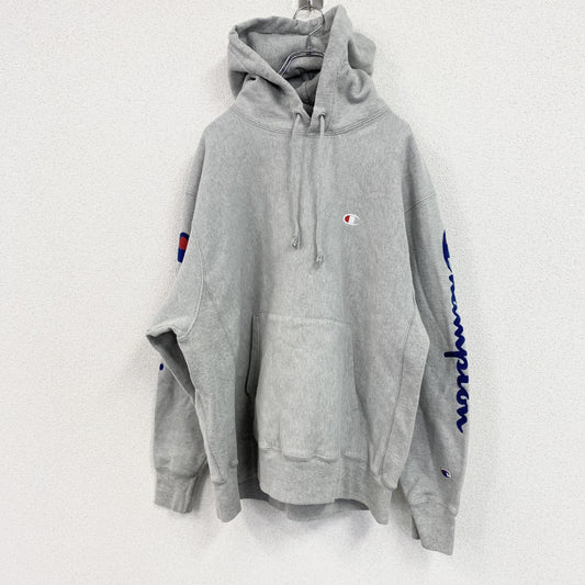Champion　チャンピオン　リバースウィーブ　スウェットパーカー/フーディー　デカロゴ　霜降りグレー　XLサイズ