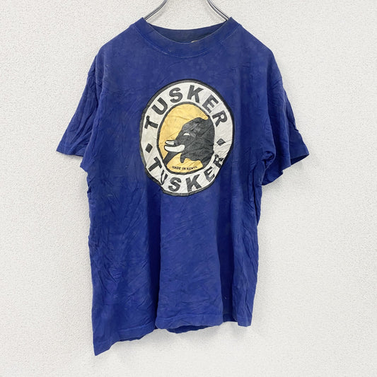 TUSKER　ケニア　半袖プリントTシャツ　紺　ネイビー