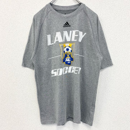 古着 used　adidas　アディダス　半袖クルーネックプリントTシャツ　サッカー　LANEY SOCCER　グレー　Mサイズ