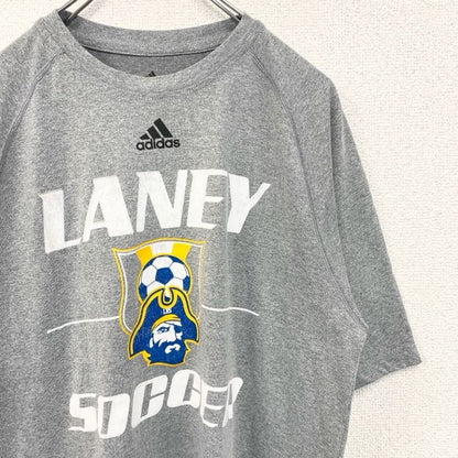 古着 used　adidas　アディダス　半袖クルーネックプリントTシャツ　サッカー　LANEY SOCCER　グレー　Mサイズ