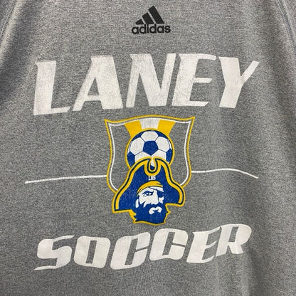 古着 used　adidas　アディダス　半袖クルーネックプリントTシャツ　サッカー　LANEY SOCCER　グレー　Mサイズ