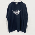 古着 used　Anil Baner　長袖プリントTシャツ　バイカラー　カジュアルデザイン　クルーネック　白　黒　春服　Lサイズ