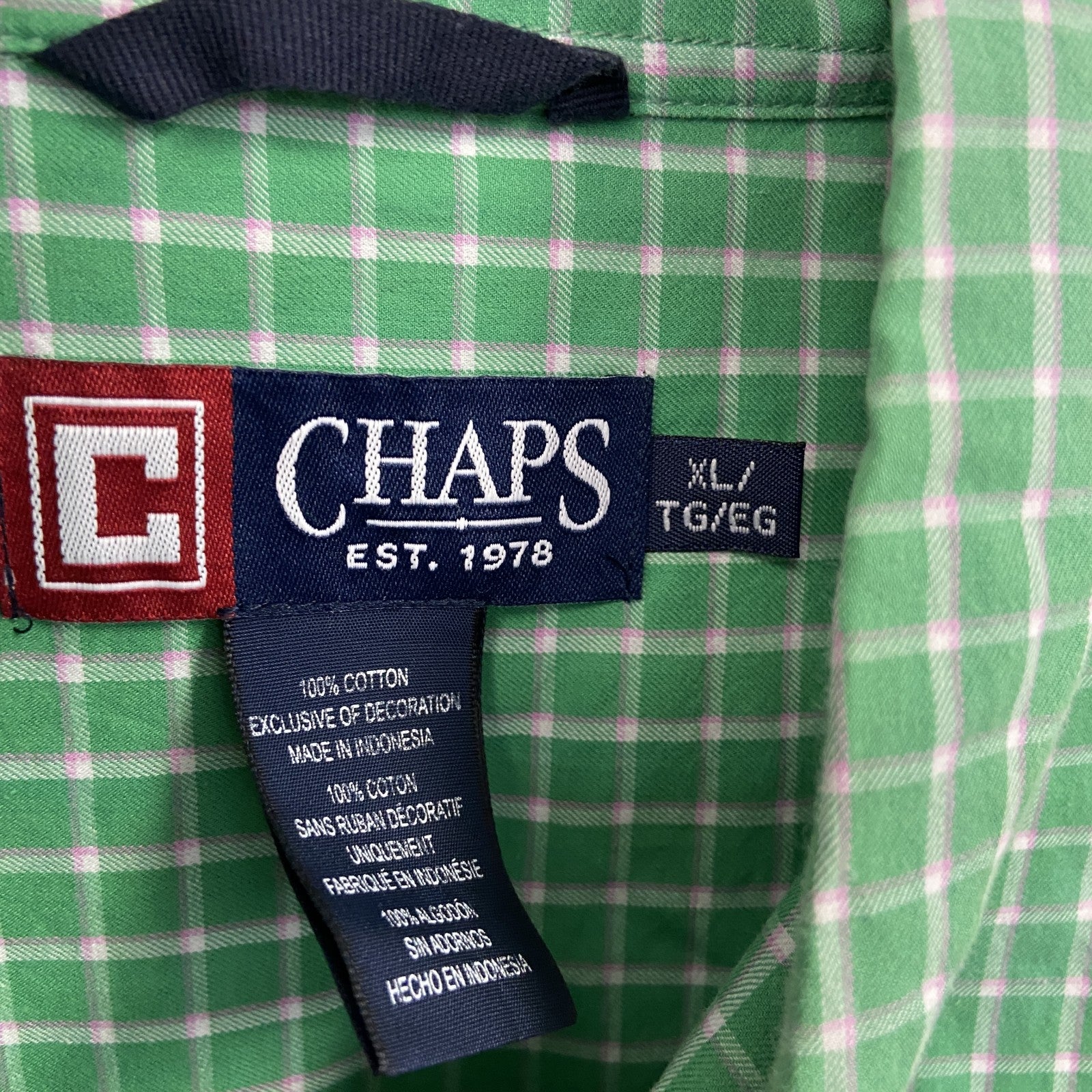CHAPS RALPH LAUREN　チャップス　ラルフローレン　長袖シャツ　チェック柄　緑　グリーン　XLサイズ