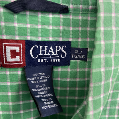 CHAPS RALPH LAUREN　チャップス　ラルフローレン　長袖シャツ　チェック柄　緑　グリーン　XLサイズ