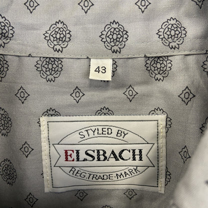 古着 used　ELSBACH　長袖柄シャツ　総柄　胸ポケット　襟付き　カジュアルデザイン　レトロコモン　グレー　XLサイズ