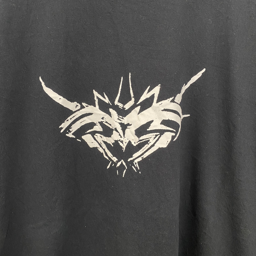 古着 used　Anil Baner　長袖プリントTシャツ　バイカラー　カジュアルデザイン　クルーネック　白　黒　春服　Lサイズ