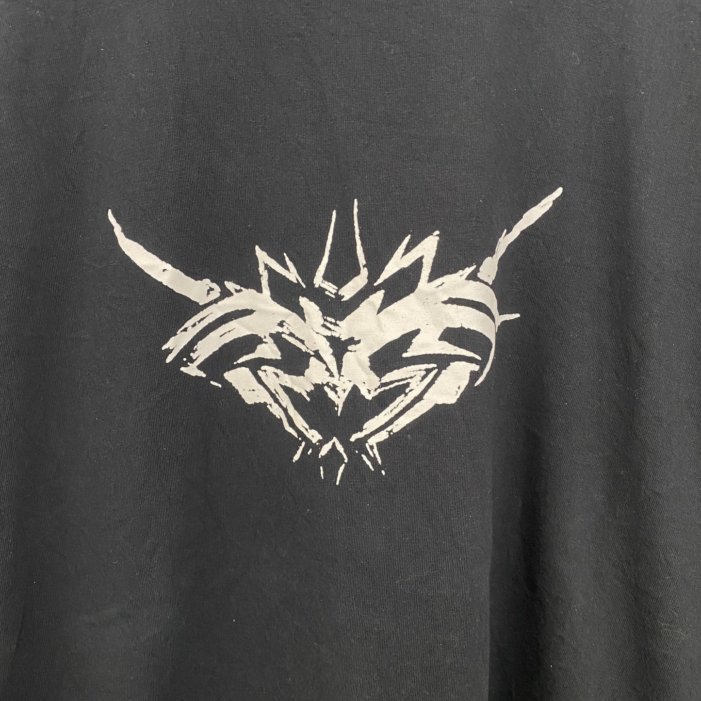 古着 used　Anil Baner　長袖プリントTシャツ　バイカラー　カジュアルデザイン　クルーネック　白　黒　春服　Lサイズ