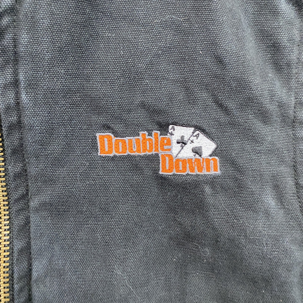 Corner Stone　フルジップダックベスト　刺繍ロゴ　黒　ブラック　Lサイズ