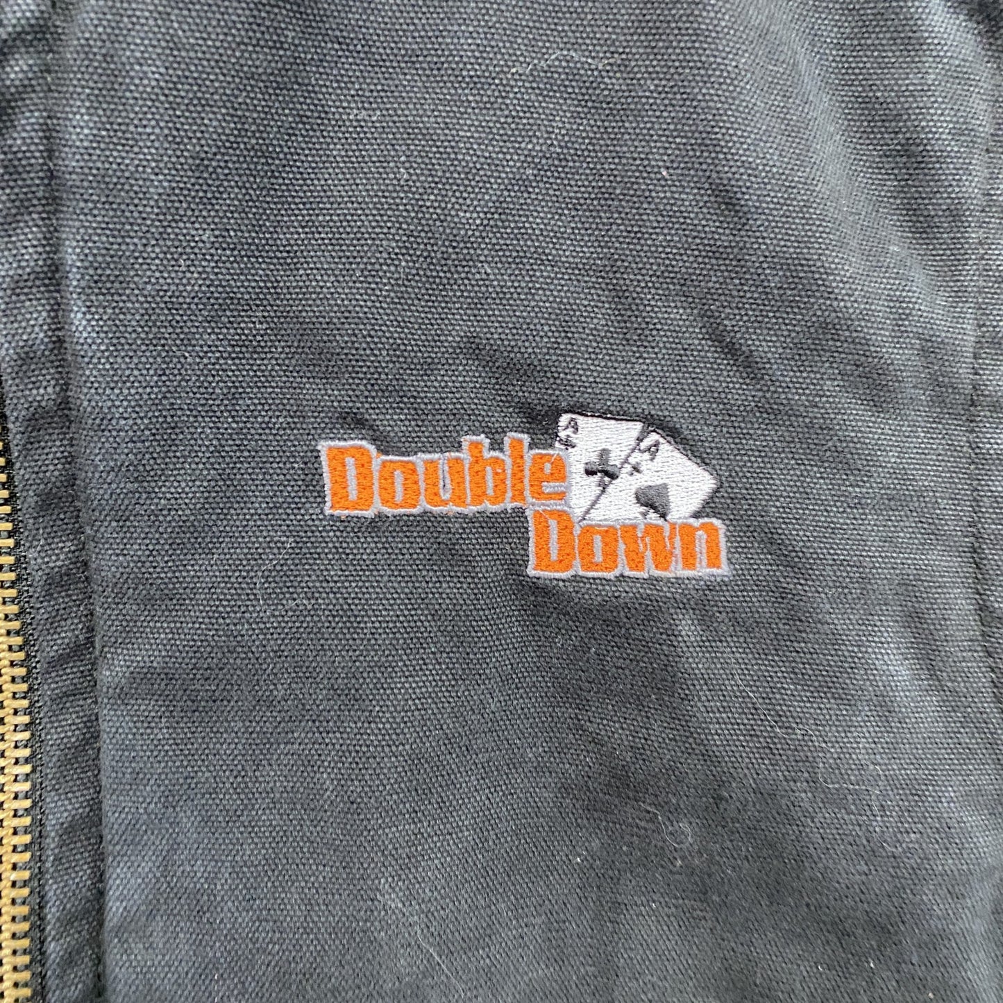 Corner Stone　フルジップダックベスト　刺繍ロゴ　黒　ブラック　Lサイズ