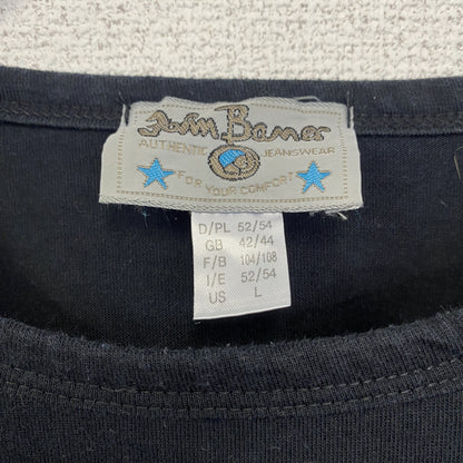 古着 used　Anil Baner　長袖プリントTシャツ　バイカラー　カジュアルデザイン　クルーネック　白　黒　春服　Lサイズ