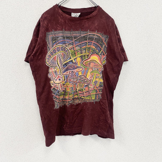 NO.TIME　半袖プリントTシャツ　ボルドー　Mサイズ　