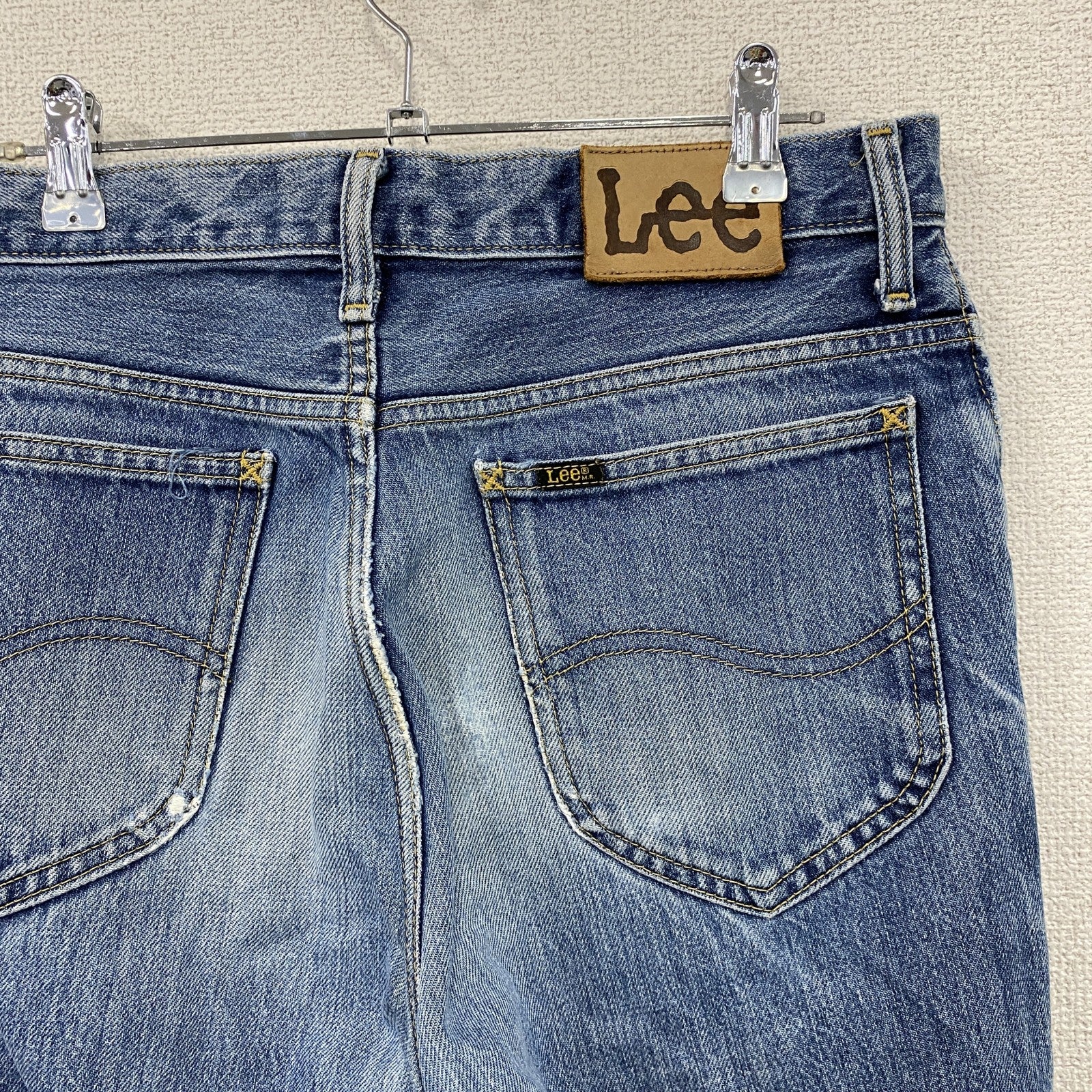 Lee　リー　ダメージデニムパンツ/ジーンズ　ジップフライ　縦落ち　鬼ヒゲ　インディゴ　W32サイズ