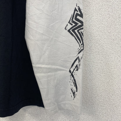 古着 used　Anil Baner　長袖プリントTシャツ　バイカラー　カジュアルデザイン　クルーネック　白　黒　春服　Lサイズ