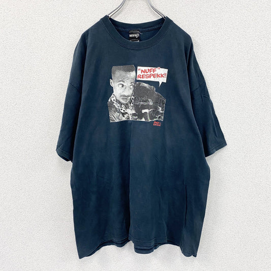 MUSIC GOT SOUL　半袖プリントラッパーTシャツ　人物T　両面プリント　クルーネック　紺　ネイビー　2XLサイズ