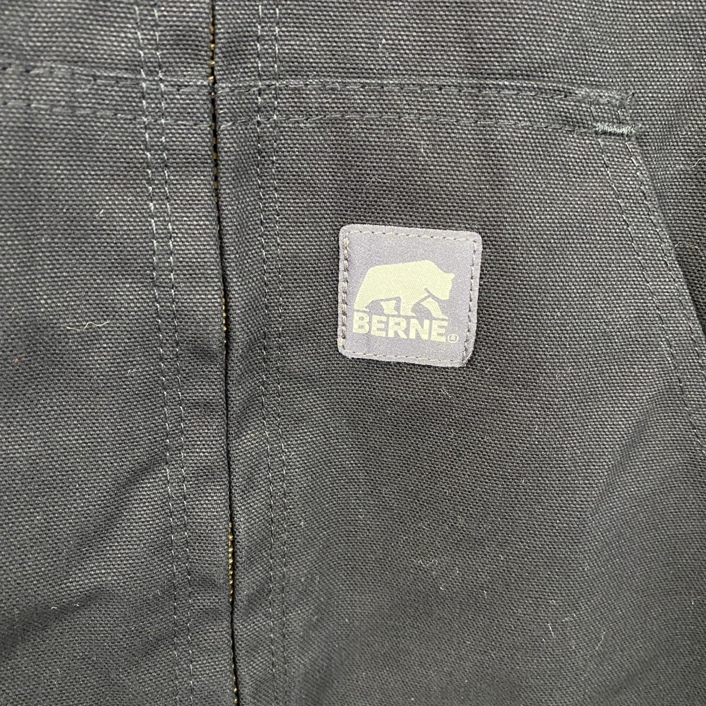 BERNE　フルジップダックジャケット　刺繍ロゴ　黒　ブラック　Lサイズ