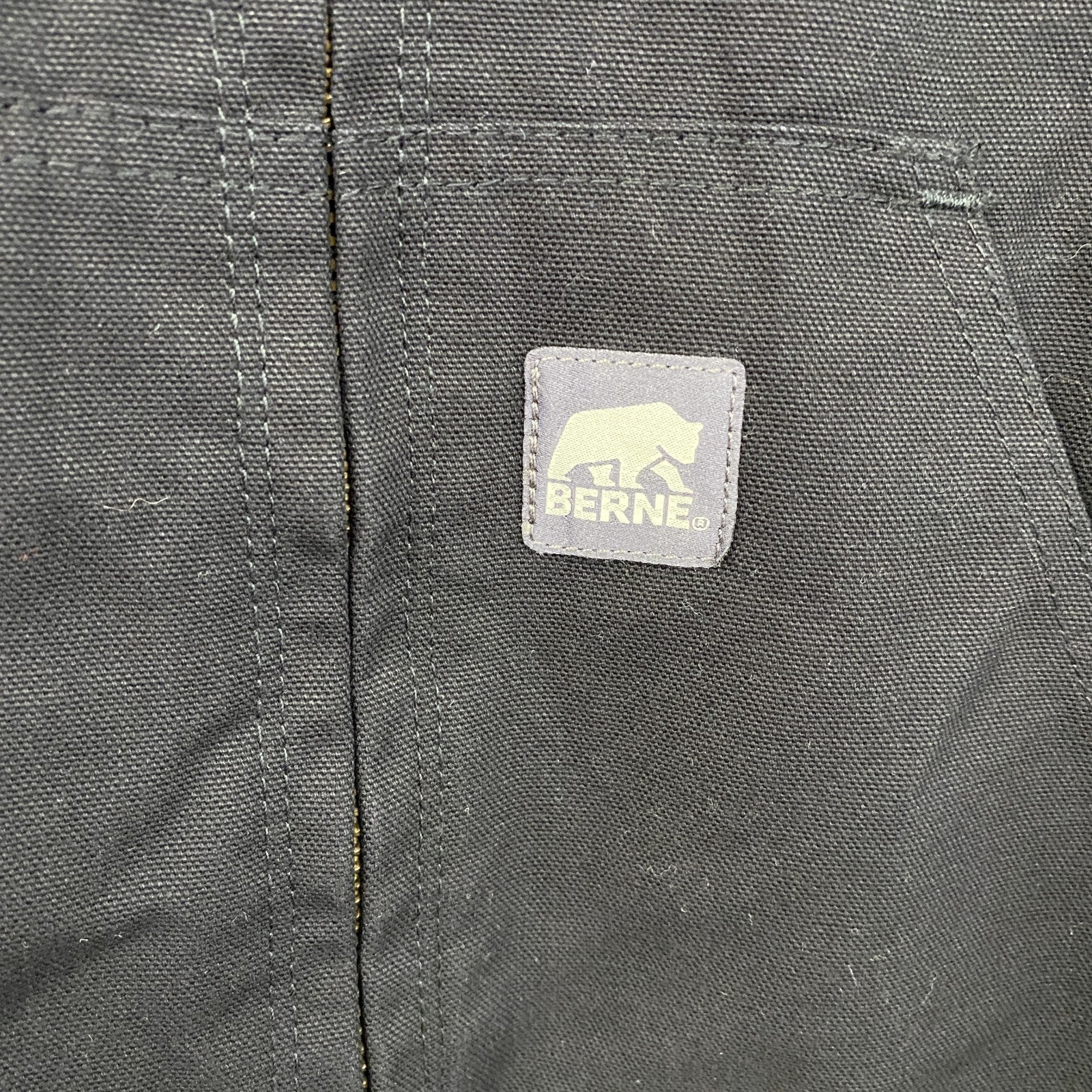 BERNE　フルジップダックジャケット　刺繍ロゴ　黒　ブラック　Lサイズ