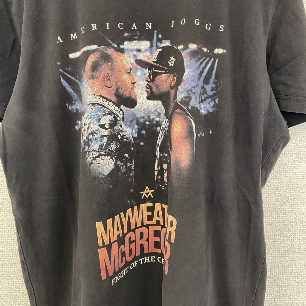 古着 used　AMERICAN JOGGS　半袖格闘技プリントTシャツ　メイウェザーVSマクレガー　クルーネック　黒　Mサイズ