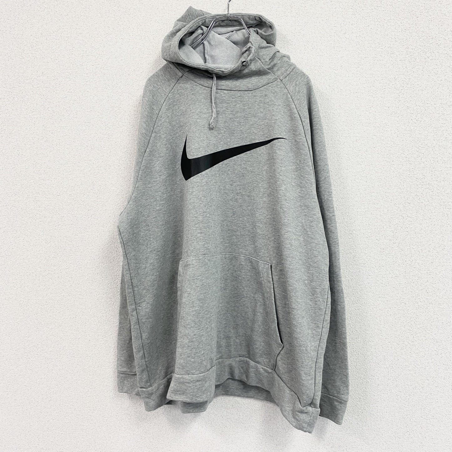NIKE　ナイキ　スウェットパーカー/フーディー　ラグランスリーブ　スウッシュ　デカロゴ　霜降りグレー　XLサイズ
