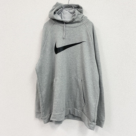 NIKE　ナイキ　スウェットパーカー/フーディー　ラグランスリーブ　スウッシュ　デカロゴ　霜降りグレー　XLサイズ