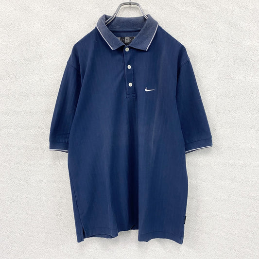 NIKE GOLF　ナイキゴルフ　DRI-FIT　半袖ポロシャツ　スウッシュ　刺繍ロゴ　ワンポイント　紺　ネイビー　Mサイズ