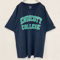 古着 used　champion チャンピオン　半袖カレッジプリントTシャツ　エンディコット大学　レトロ　ネイビー　XLサイズ