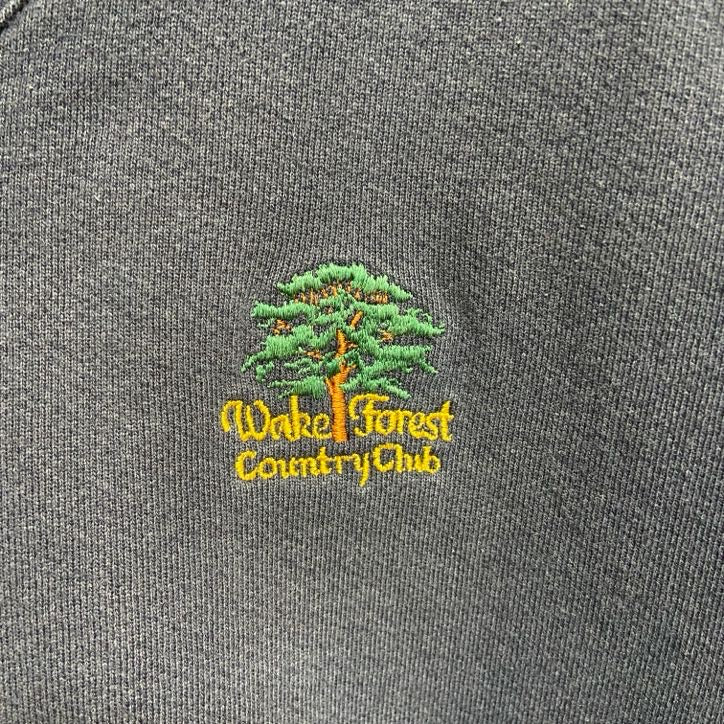 ～90s　RUGGEDPONIT　Vネックニットベスト　ワンポイント刺繍　森　ネイビー　紺　Lサイズ