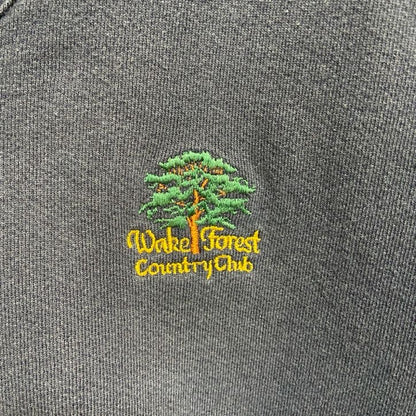 ～90s　RUGGEDPONIT　Vネックニットベスト　ワンポイント刺繍　森　ネイビー　紺　Lサイズ