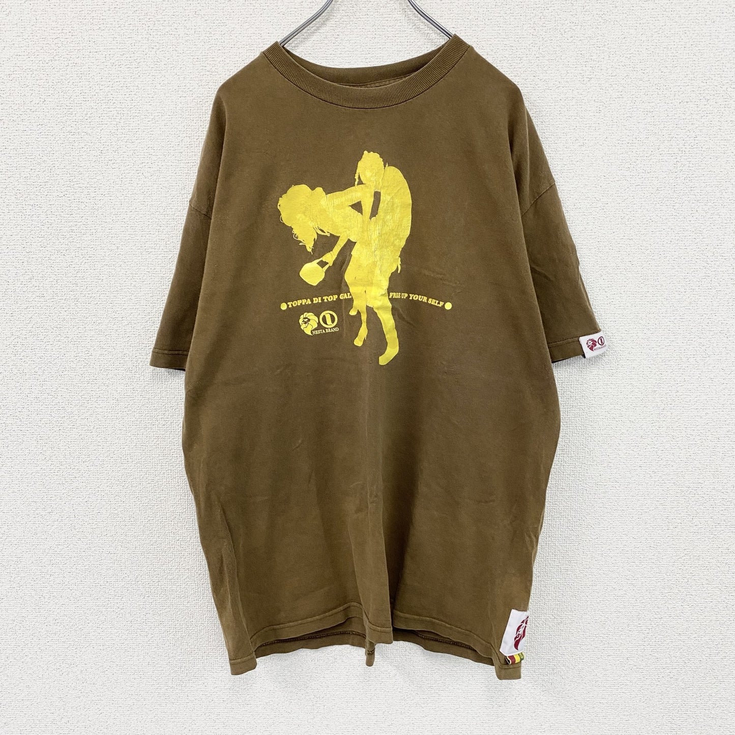 NESTA BRAND　ネスタ　半袖プリントTシャツ　フェード　クルーネック　茶色　ブラウン　XLサイズ