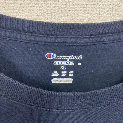 古着 used　champion チャンピオン　半袖カレッジプリントTシャツ　エンディコット大学　レトロ　ネイビー　XLサイズ