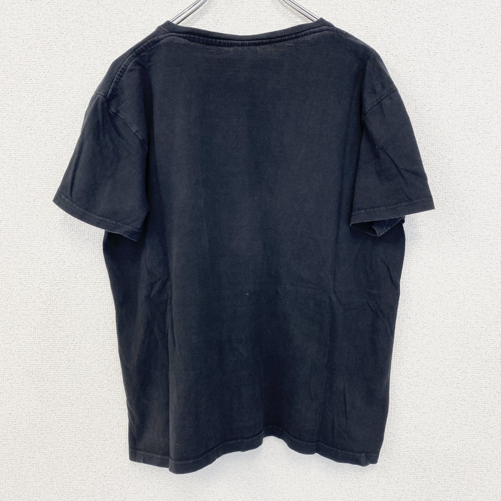 古着 used　ノーブランド　半袖プリントTシャツ　龍　ドラゴン　漢字　和デザイン　クルーネック　黒　レトロ　春夏服　Lサイズ