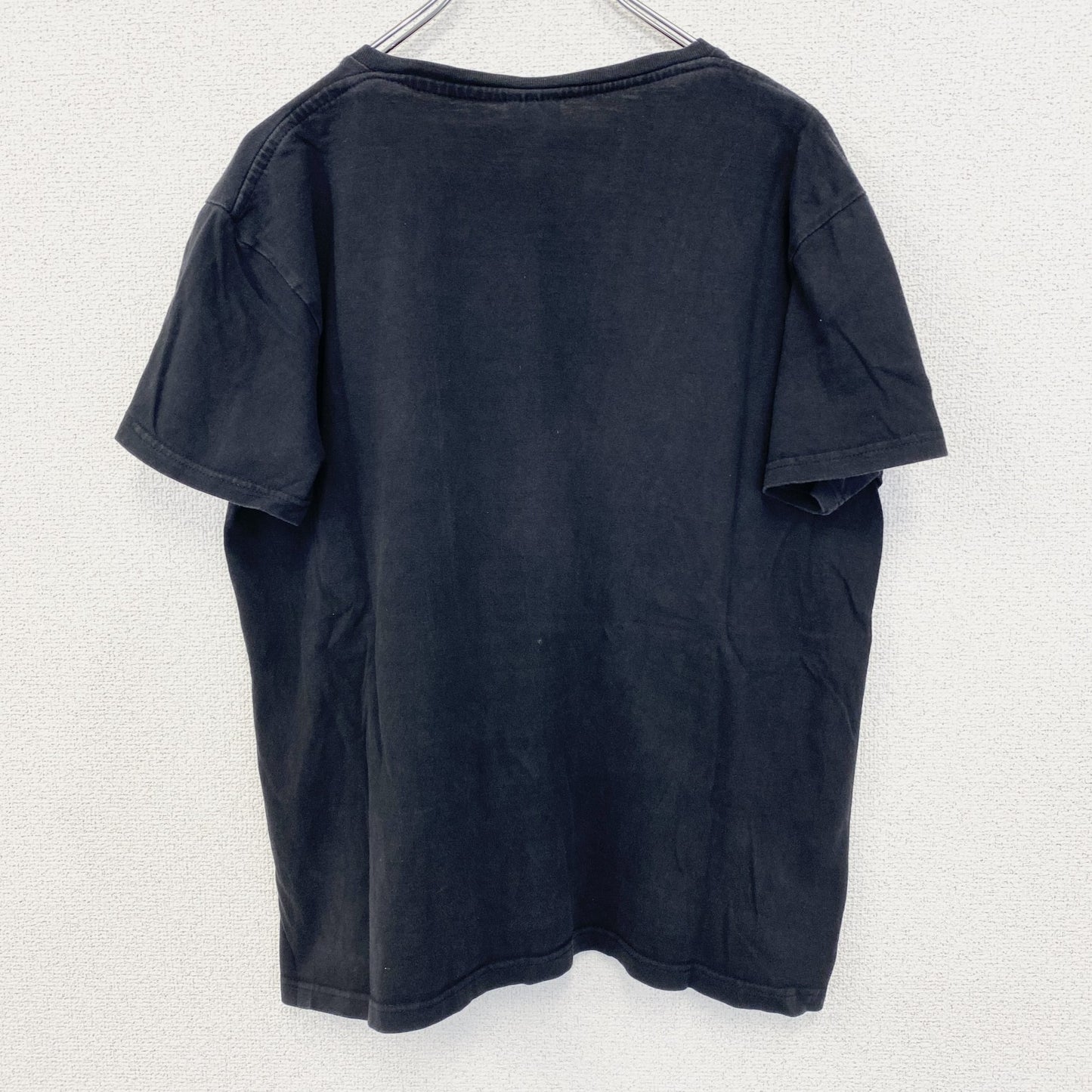 古着 used　ノーブランド　半袖プリントTシャツ　龍　ドラゴン　漢字　和デザイン　クルーネック　黒　レトロ　春夏服　Lサイズ