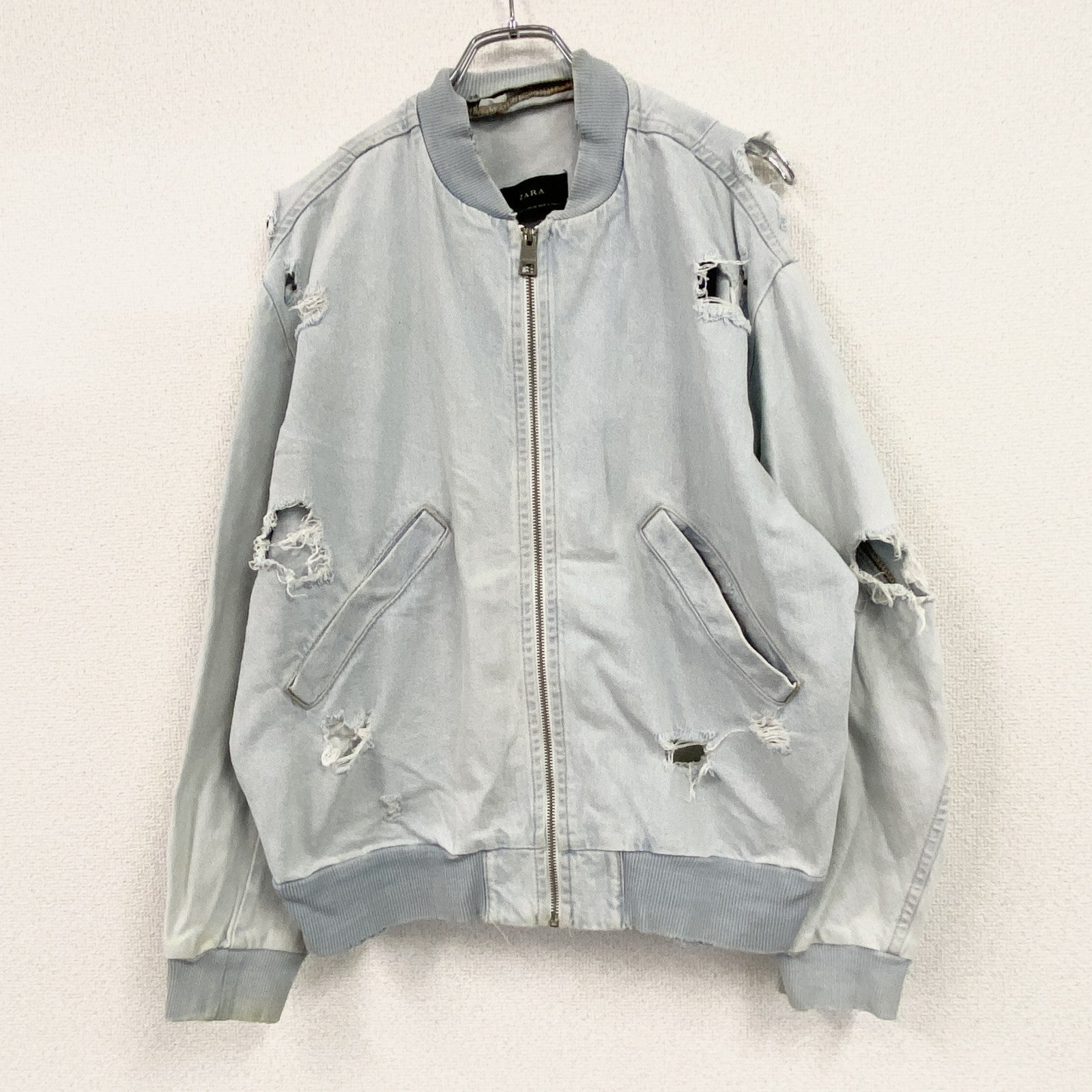 ZARA　ザラ　ブルゾン/デニムジャケット　ダメージ加工　インディゴ