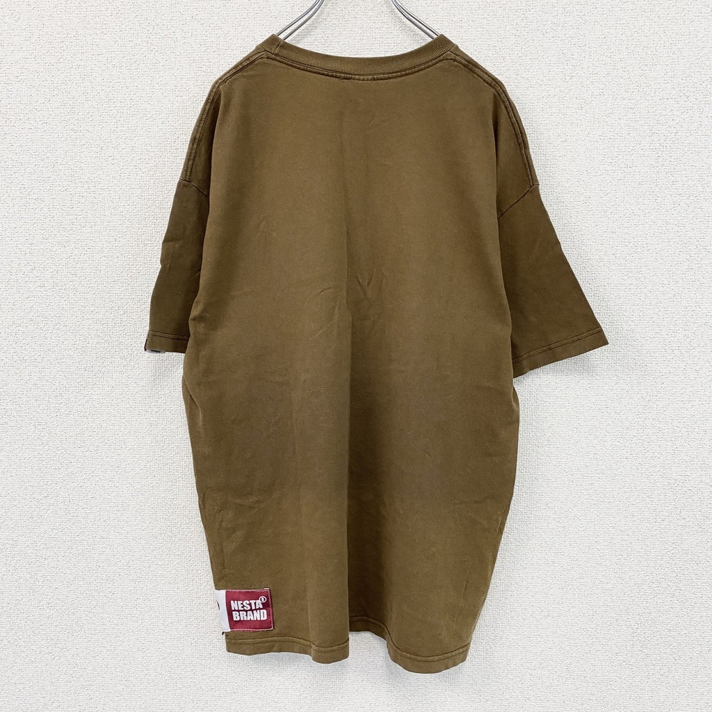 NESTA BRAND　ネスタ　半袖プリントTシャツ　フェード　クルーネック　茶色　ブラウン　XLサイズ