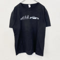 古着 used　ノーブランド　半袖個性的デザインTシャツ　人　スポーツカー　レトロ　クルーネック　黒　ブラック　春夏服　Lサイズ