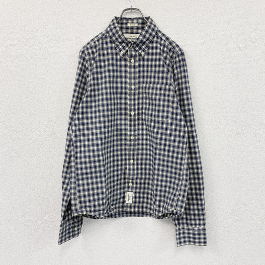 Abercrombie＆Fitch　アバクロンビー＆フィッチ　MUSCLE　長袖ボタンダウンシャツ　チェック柄　紺　ネイビー　Lサイズ