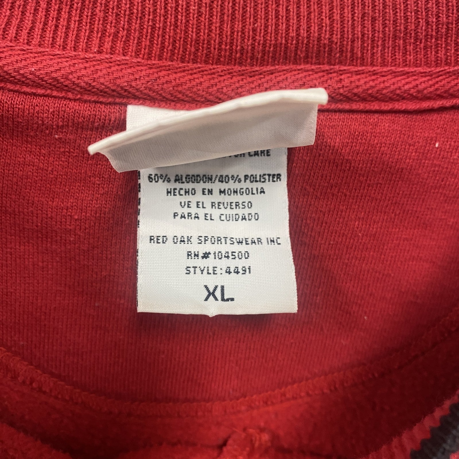 ～90s　RED OAK　スウェット/トレーナー　刺ロゴ　カレッジタイプ　ヴィンテージ　赤　レッド　XLサイズ