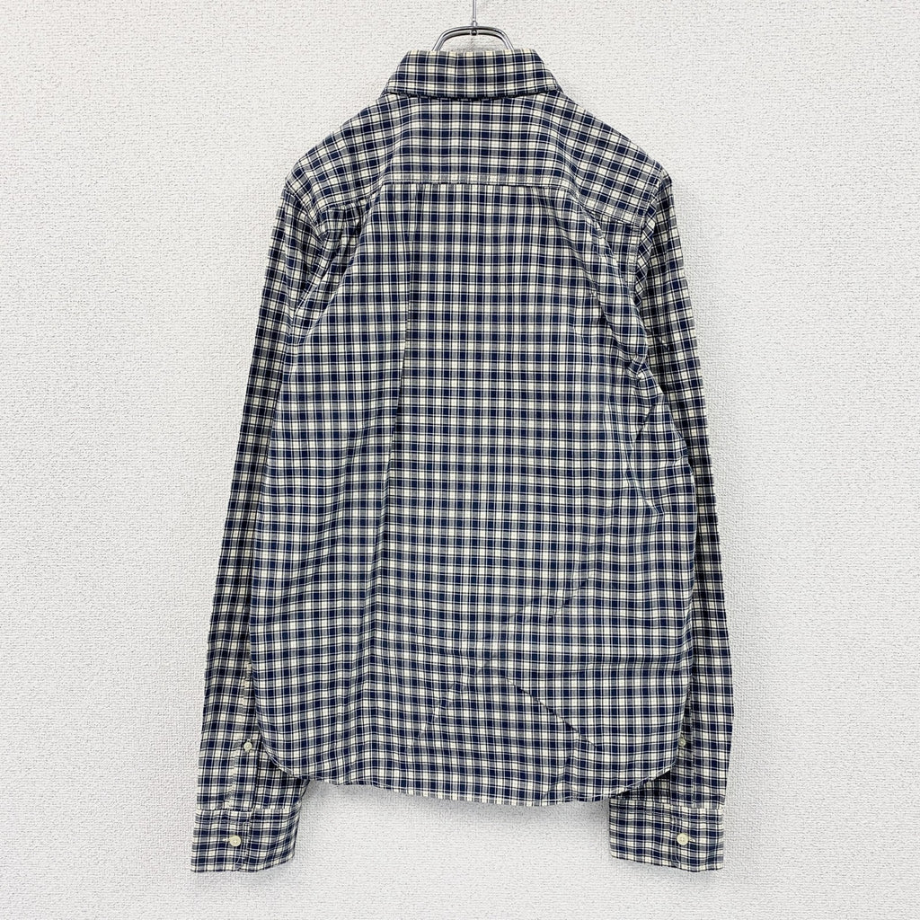 Abercrombie＆Fitch　アバクロンビー＆フィッチ　MUSCLE　長袖ボタンダウンシャツ　チェック柄　紺　ネイビー　Lサイズ