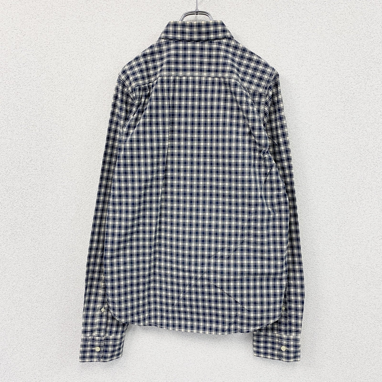 Abercrombie＆Fitch　アバクロンビー＆フィッチ　MUSCLE　長袖ボタンダウンシャツ　チェック柄　紺　ネイビー　Lサイズ