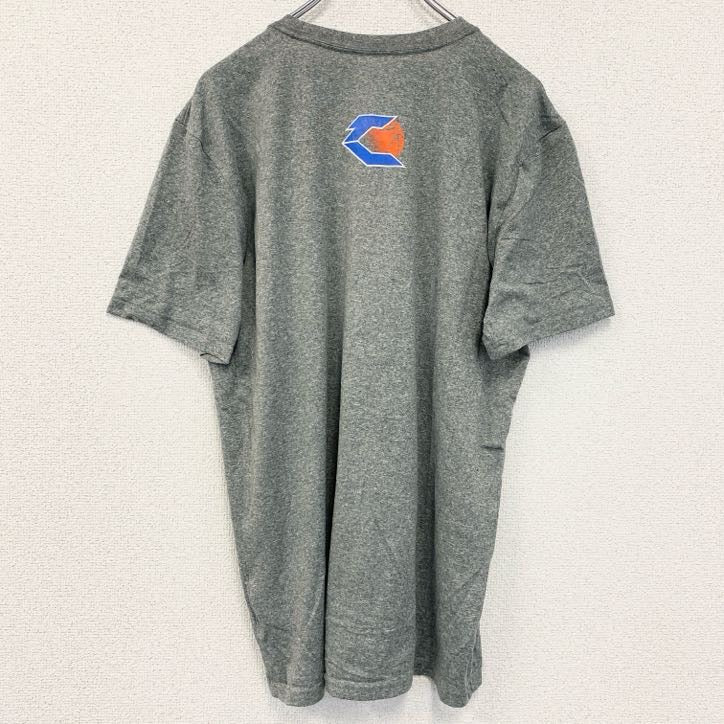 古着 used　NIKE ナイキ　半袖プリントTシャツ　バスケ　クルーネック　レトロデザイン　スウッシュロゴ　グレー　Lサイズ