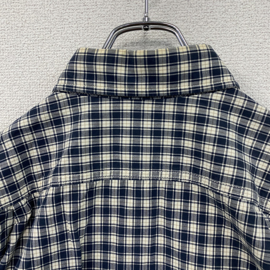 Abercrombie＆Fitch　アバクロンビー＆フィッチ　MUSCLE　長袖ボタンダウンシャツ　チェック柄　紺　ネイビー　Lサイズ