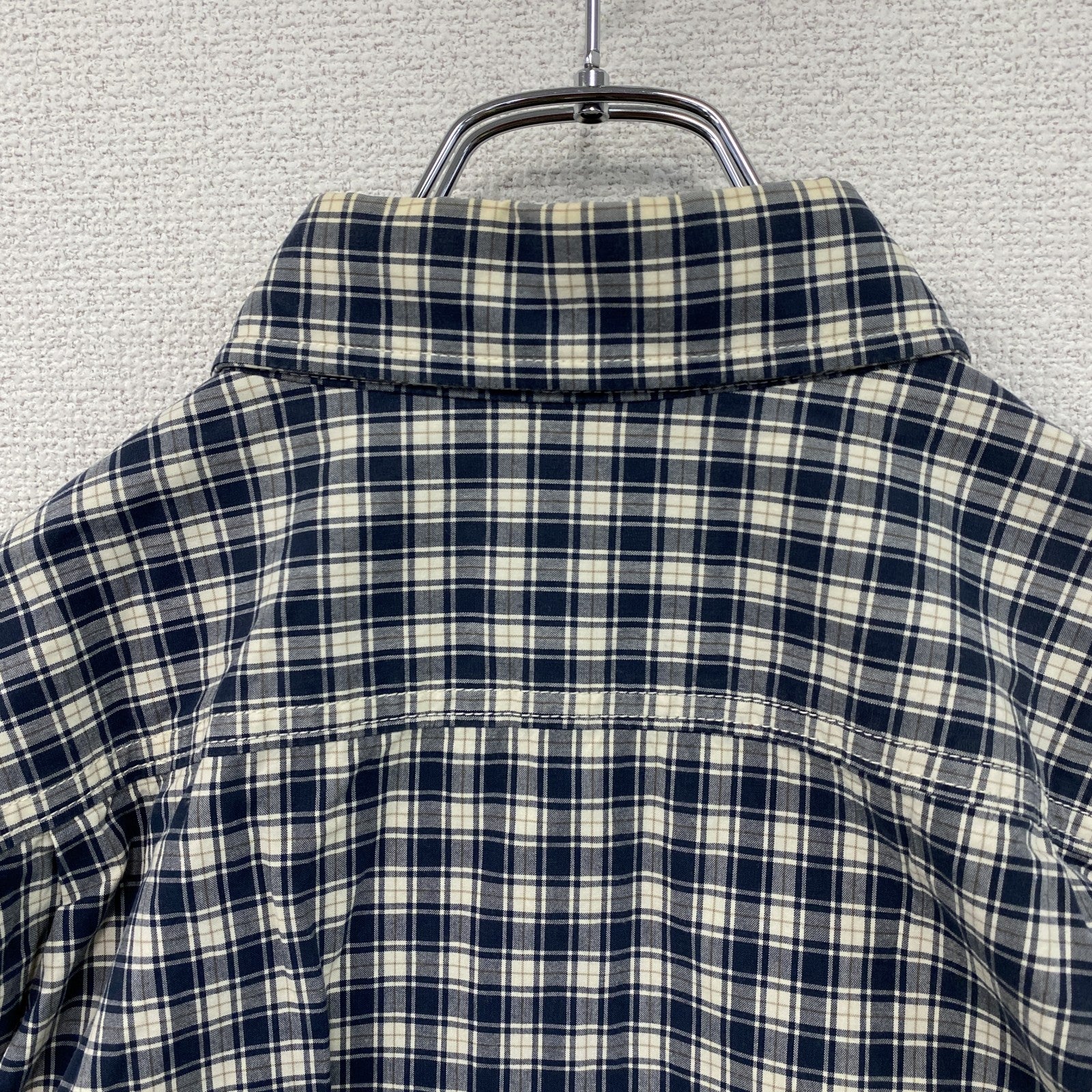 Abercrombie＆Fitch　アバクロンビー＆フィッチ　MUSCLE　長袖ボタンダウンシャツ　チェック柄　紺　ネイビー　Lサイズ