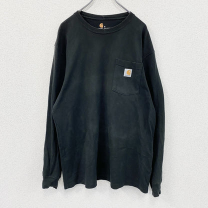 Carhartt　カーハート　長袖Tシャツ/ロンT　ポケット付き　ワンポイント　クルーネック　黒　ブラック　Mサイズ