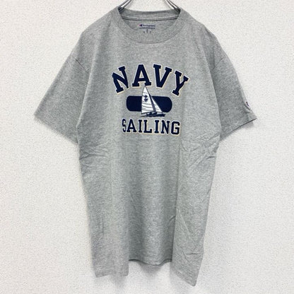 古着 used　champion チャンピオン　半袖プリントTシャツ　NAVY SAILING　クルーネック　グレー　Mサイズ