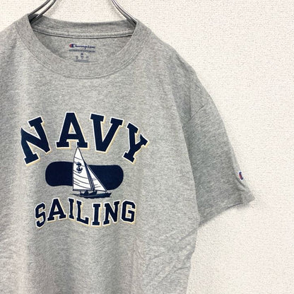 古着 used　champion チャンピオン　半袖プリントTシャツ　NAVY SAILING　クルーネック　グレー　Mサイズ