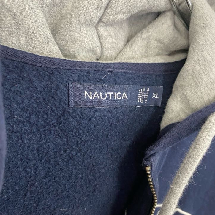 NAUTICA　ノーティカ　フルジップスウェットパーカー/フーディー　デカロゴ　紺　ネイビー　XLサイズ