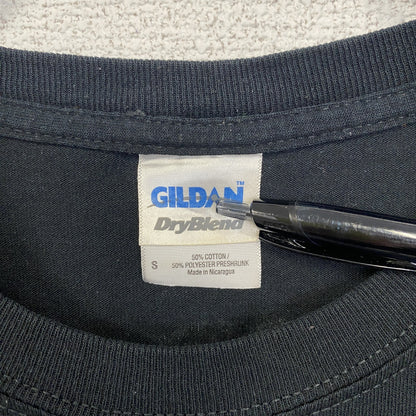 古着 used　GILDAN ギルダン　半袖スポーツデザインTシャツ　IP SWICH　陸上競技　クルーネック　黒　Sサイズ