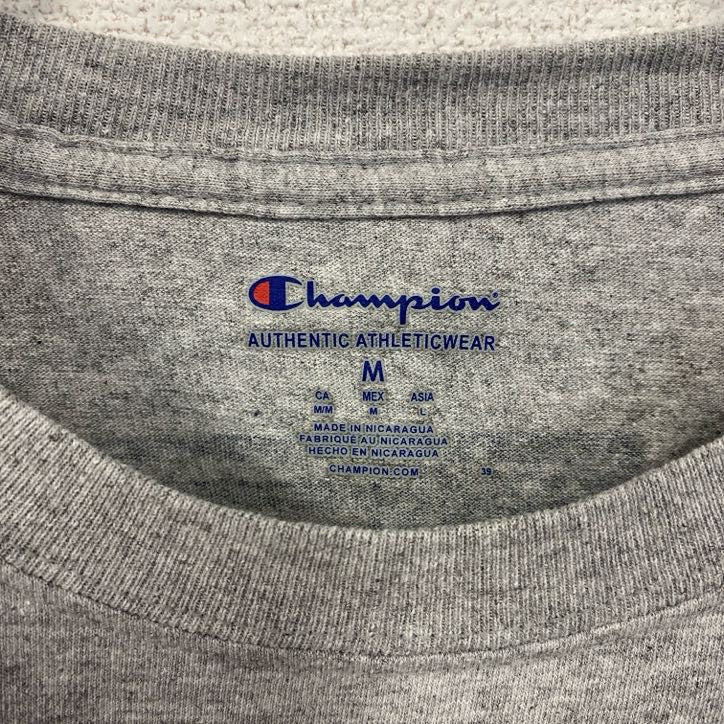 古着 used　champion チャンピオン　半袖プリントTシャツ　NAVY SAILING　クルーネック　グレー　Mサイズ