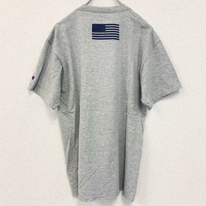 古着 used　champion チャンピオン　半袖プリントTシャツ　NAVY SAILING　クルーネック　グレー　Mサイズ